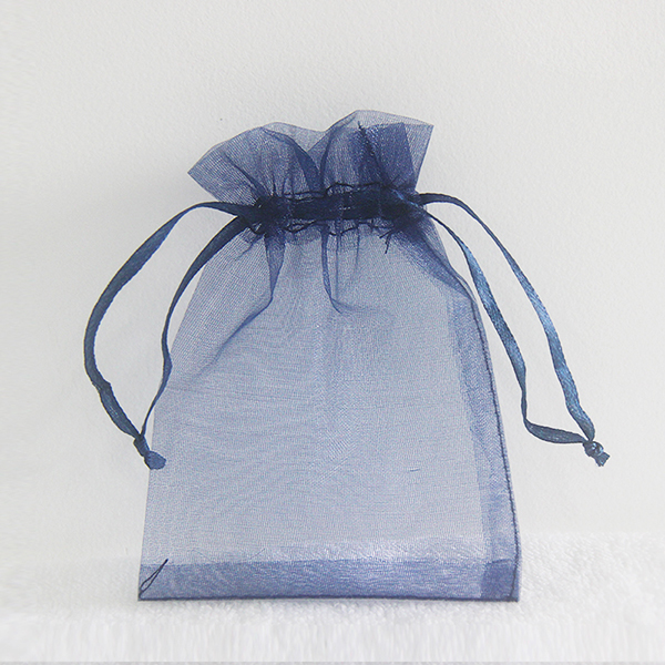 Blue transparent Organza drawstring bag