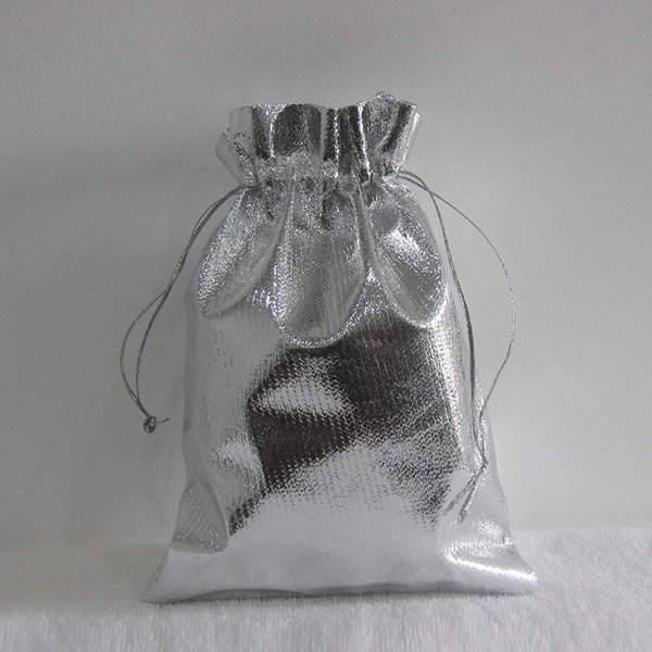 Silver drawstring bag